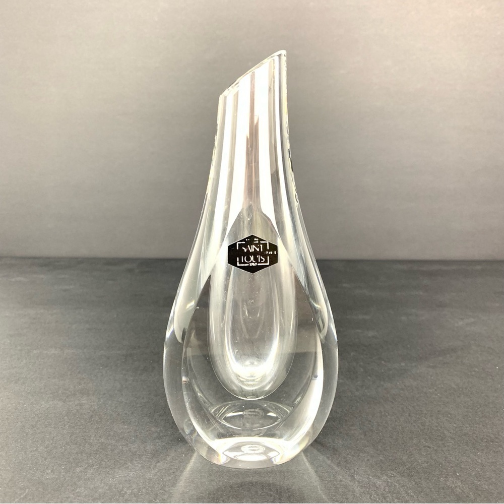 Saint Louis Glass Vase Teardrop France Stamped French Crystal Vtg Elegant Decor